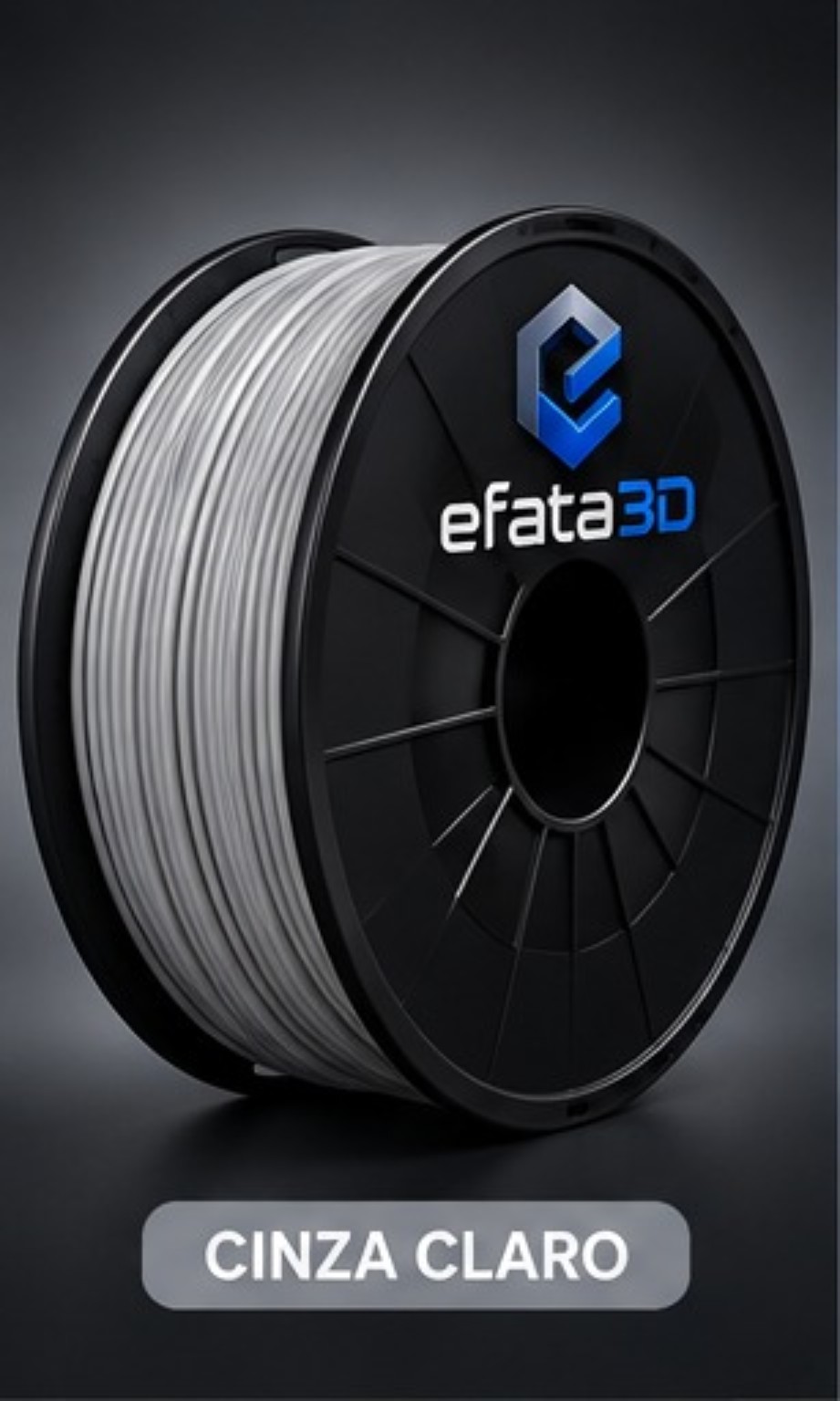 Bobina de filamento cinza claro com a marca Efatá3D
